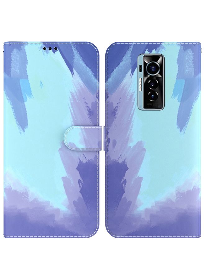 HuHa Case Cover For For Tecno Phantom X Watercolor Pattern Horizontal Flip Leather Phone Case(Winter Snow) 