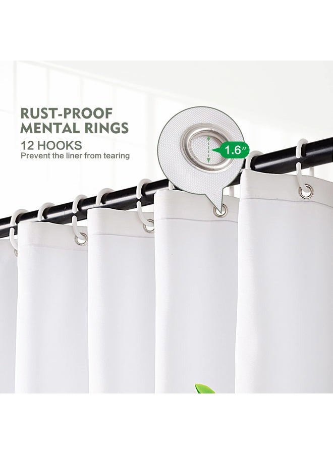 Lokigo Shower Curtain Butterfly Tree White Shower Curtains for Bathroom, Waterproof Quick-Drying Fabric Shower Curtain, Colorful Floral Leaf Butterfly Bathroom Shower Curtain Set with 12 Hooks, 72"x72" - Image 4