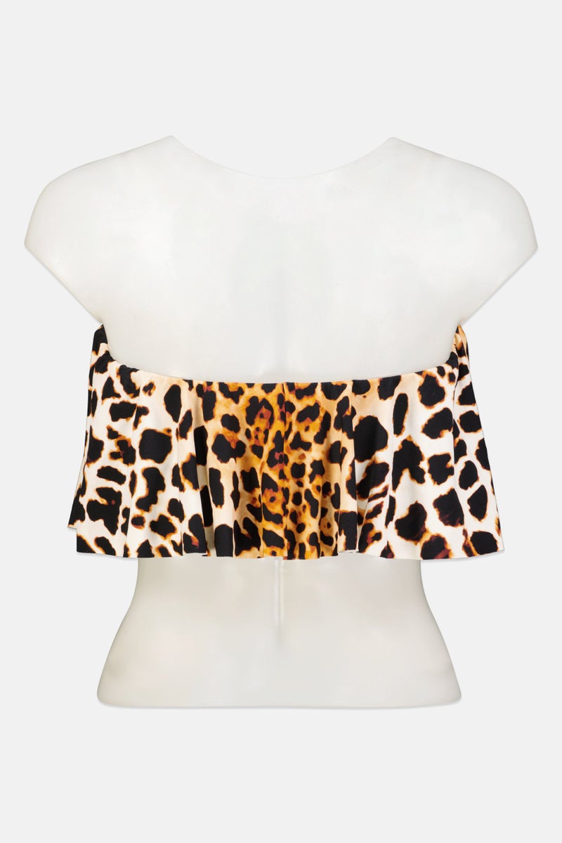VINCE CAMUTO Women Animal Printed Padded Bikini Top, Black  - Image 2