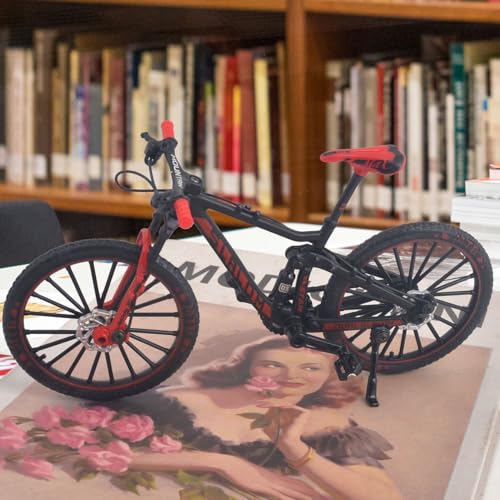 Ailejia Mini Finger Mountain MTB Bikes Ornament Racing DH Bicycle Finger DS Bike Toy Mini Downhill Bicycle Vehicles Cake Model Decoration Crafts for Home (Black Red) - Image 4