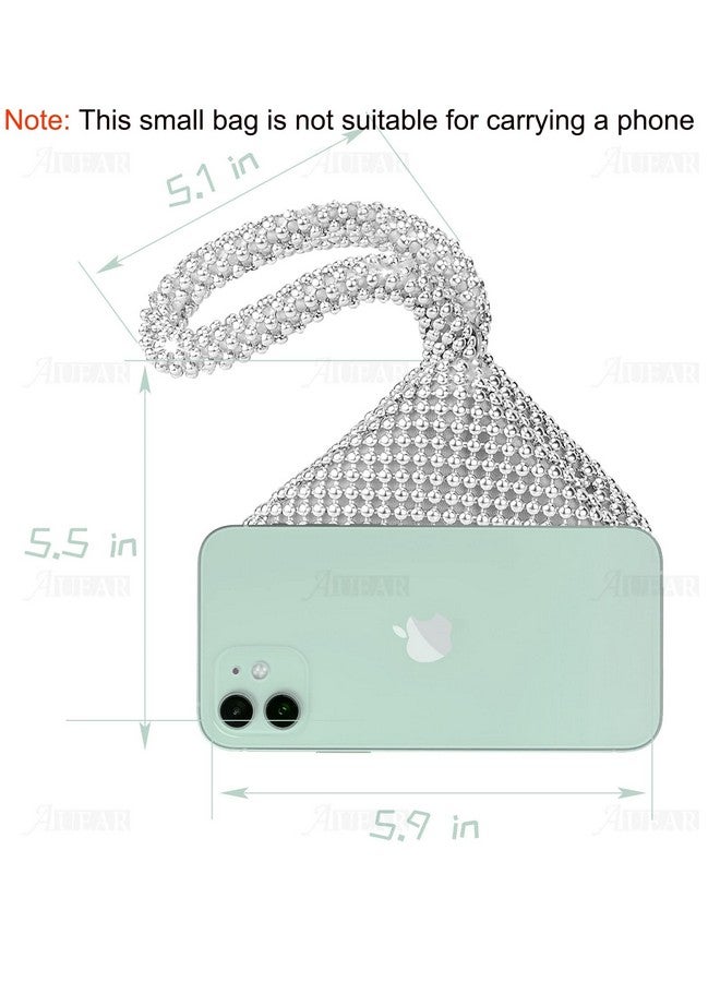 AUEAR Triangle Bling Sequins Zipper Pouch Mini Size Women'S Evening Clutch Bag Luxury Full Purse Sparkly Handbag For Prom Cocktail Party Wedding Engagement Silver - Image 2