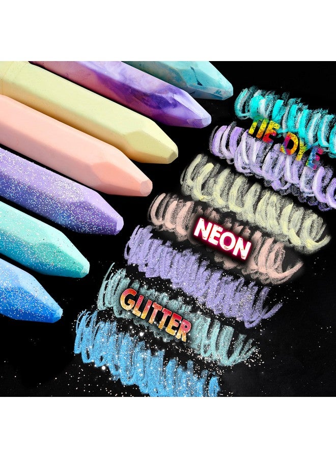 JOYIN 36 PCS Washable Sidewalk Chalks Set in 6 Packs, 18 Colors, Including 12 Tie Dye, 12 Glitter & 12 Neon Color Outdoor Chalks for Painting, Drawing, Gifts for Kids - Image 4