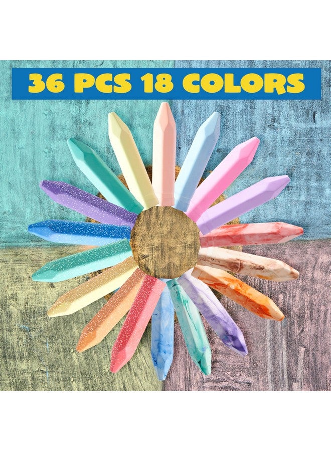 JOYIN 36 PCS Washable Sidewalk Chalks Set in 6 Packs, 18 Colors, Including 12 Tie Dye, 12 Glitter & 12 Neon Color Outdoor Chalks for Painting, Drawing, Gifts for Kids - Image 2