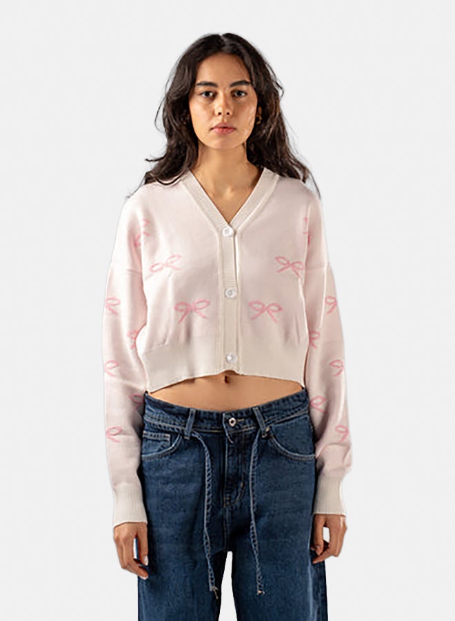 ASTK Bow V-Neck Cardigan - Image 1