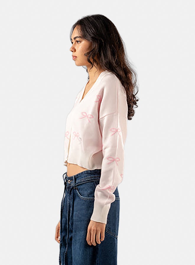 ASTK Bow V-Neck Cardigan - Image 2