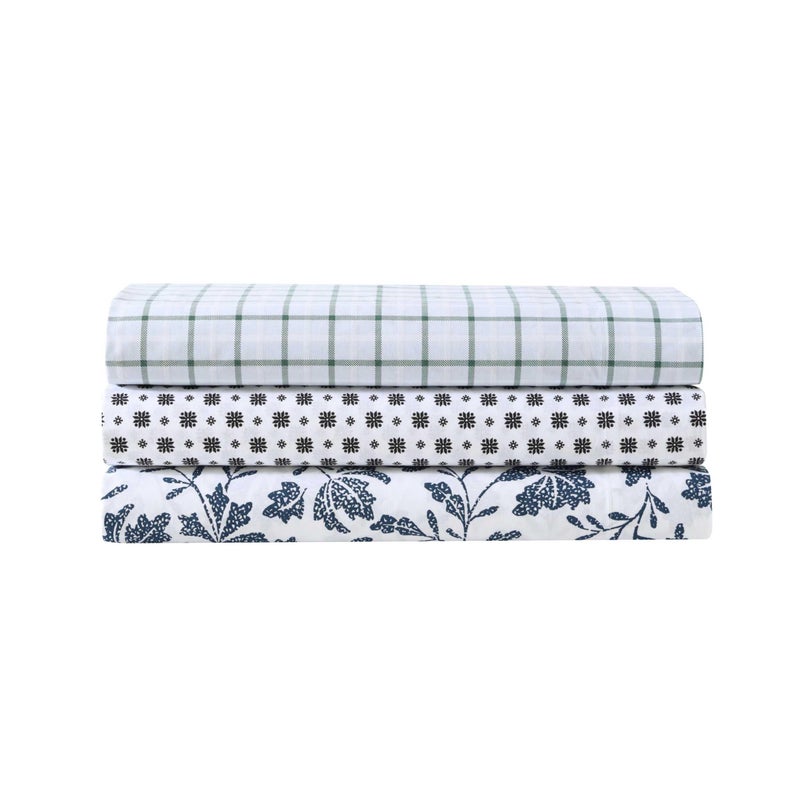 Eddie Bauer Eddie Bauer - Full Sheet Set  Premium Cotton Percale Bedding Set  Floral Home Decor  Oeko-Tex Certified (Woodblock Floral Blue  Full)  - Image 3