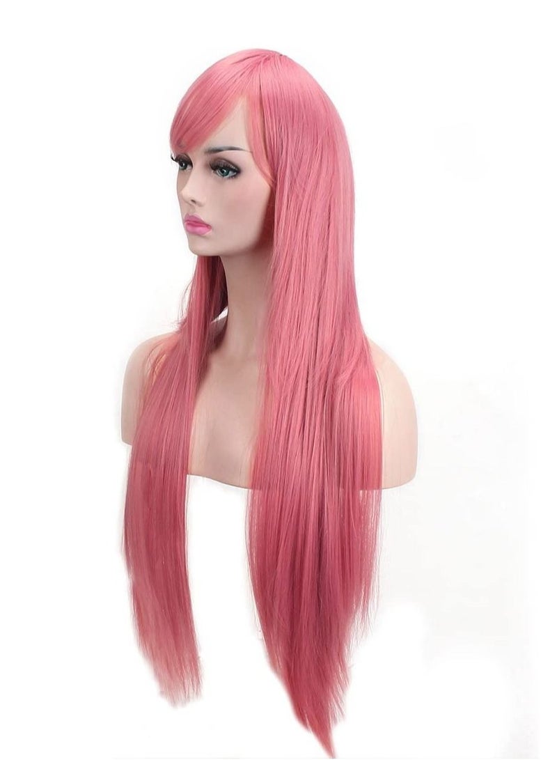 Estelle Wigs 32 Inches 80 cm Long Straight Anime Fashion Women's Cosplay Wig Party Wig With Free Wig Cap Pink - Image 4