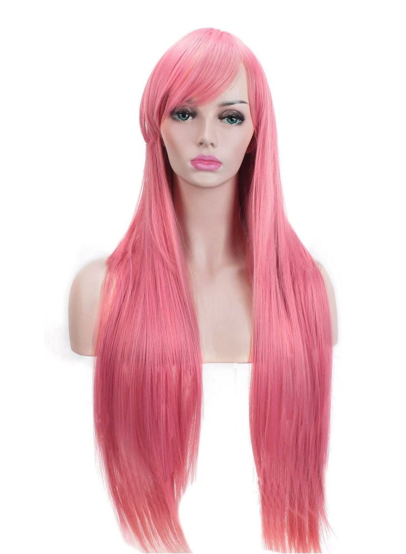 Estelle Wigs 32 Inches 80 cm Long Straight Anime Fashion Women's Cosplay Wig Party Wig With Free Wig Cap Pink - Image 3