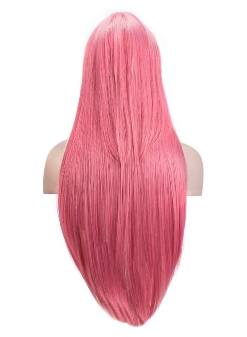 Estelle Wigs 32 Inches 80 cm Long Straight Anime Fashion Women's Cosplay Wig Party Wig With Free Wig Cap Pink - Image 5