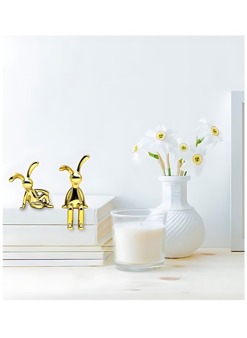 CLAVON Set of 2 Rabbit Car Ornaments Light Luxury Chrome Plated Bunny Figurines Cute Creative Car Interior Decor for Centre Console Jewelry Daily Commutes Road trips and as unique gifts for car lovers,Gold - Image 5