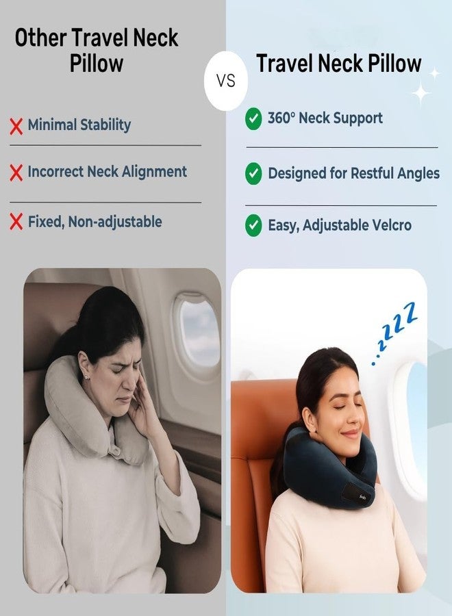 CloudBliss وسادة رقبة للسفر من كلاود بليس | وسادة رقبة فاخرة من إسفنج الذاكرة للسفر بالطائرة والسيارة والنوم | مسند رأس قابل للتعديل، وسادة سفر لدعم الرأس أثناء النوم (أسود) - Image 5