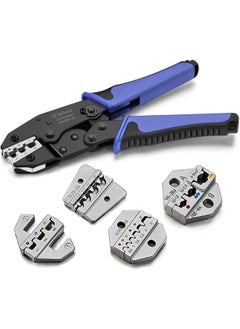 Generic Crimping Tool Set Qibaok Ratcheting Wire Crimper Tool with 4 PCS Interchangeable Dies for Heat Shrink Connectors Non-Insulated Ferrule Terminals and Insulated Connectors  - Image 1