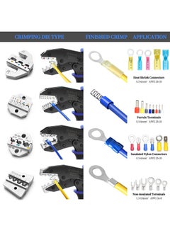 Generic Crimping Tool Set Qibaok Ratcheting Wire Crimper Tool with 4 PCS Interchangeable Dies for Heat Shrink Connectors Non-Insulated Ferrule Terminals and Insulated Connectors  - Image 3