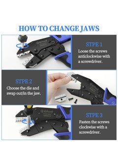 Generic Crimping Tool Set Qibaok Ratcheting Wire Crimper Tool with 4 PCS Interchangeable Dies for Heat Shrink Connectors Non-Insulated Ferrule Terminals and Insulated Connectors  - Image 4
