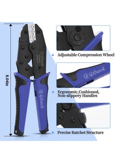 Generic Crimping Tool Set Qibaok Ratcheting Wire Crimper Tool with 4 PCS Interchangeable Dies for Heat Shrink Connectors Non-Insulated Ferrule Terminals and Insulated Connectors  - Image 2