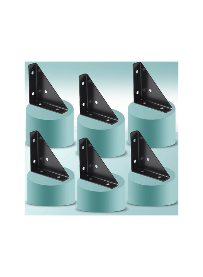 PROMASS promass Corner Brackets, 8 Pcs Corner Braces for Wood, Metal Corner Brackets, Triangle Shelf Bracket, Corner Desk Connector, Black Brackets with Screws for Bed Edge(66mm x 66mm)  - Image 2