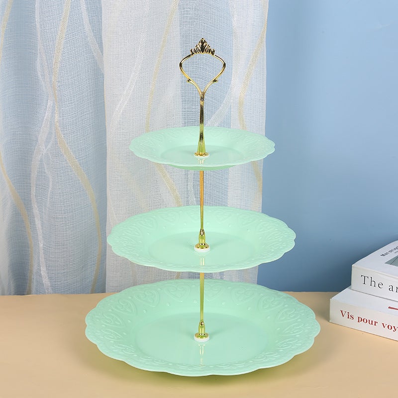 Creative European Afternoon Tea Dessert Tray Dessert Table Decoration Cake Plate Three-Layer Cake Stand Creative Multi-Layer Plastic - Image 1