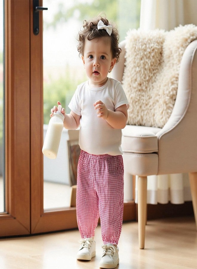 Karuedoo Toddler Baby Boy Girl Gingham Bubble Pants Kids Casual Plaid Elastic Waist Long Bloomers Trousers Bottoms (Red, 6-12 Months) - Image 5