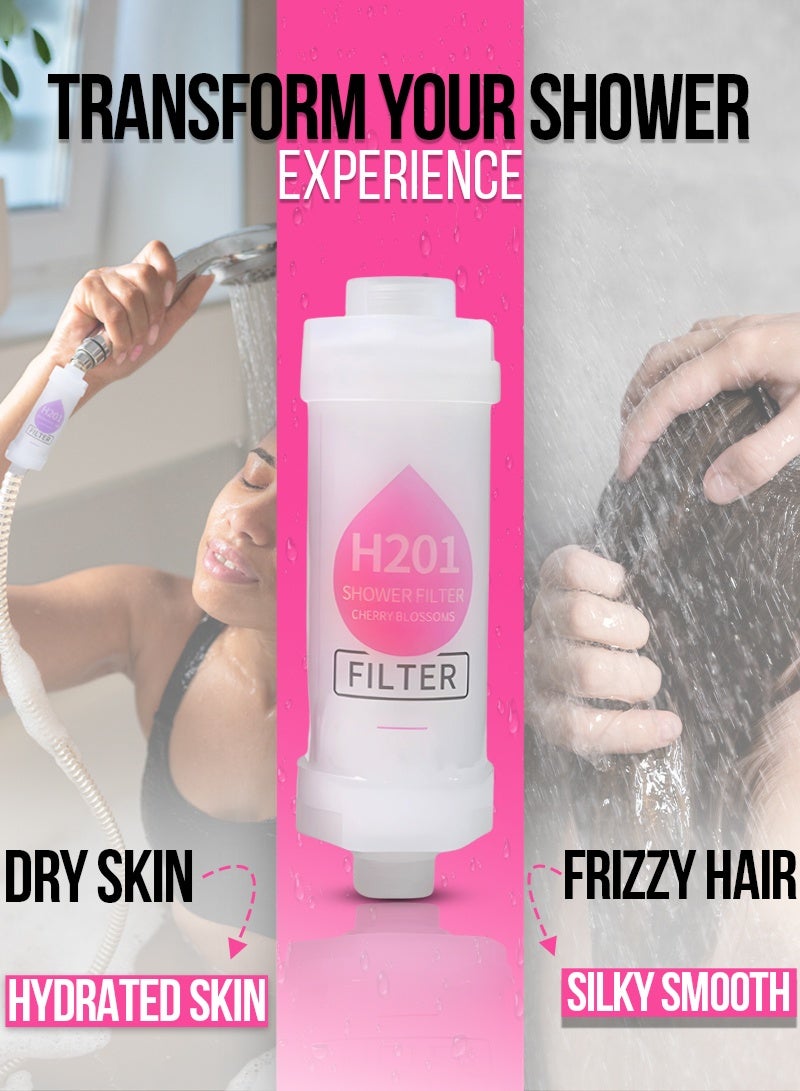 ABJ 4-Pack Vitamin C Shower Filter / Shower Head Filter – Water Purifier with Aromatherapy Beads, Removes Chlorine & Fluoride, Softens Hard Water for Skin & Hair (Cherry + Strawberry + Cherry Blossom + Honey Peach) - Image 4