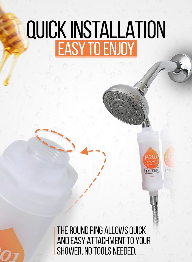 ABJ 4-Pack Vitamin C Shower Filter / Shower Head Filter – Water Purifier with Aromatherapy Beads, Removes Chlorine & Fluoride, Softens Hard Water for Skin & Hair (Cherry + Strawberry + Cherry Blossom + Honey Peach) - Image 5