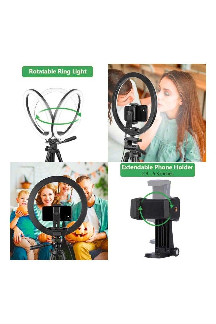 تشيس اب حلقة إضاءة 12 بوصة مع حامل ثلاثي القوائم قابل للتمديد 50 بوصة، أضواء دائرية LED مع حامل هاتف للبث المباشر/المكياج/فيديو يوتيوب/تيك توك، متوافقة مع جميع الهواتف - Image 2