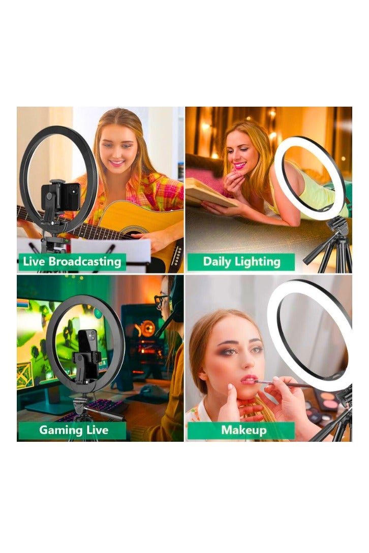 تشيس اب حلقة إضاءة 12 بوصة مع حامل ثلاثي القوائم قابل للتمديد 50 بوصة، أضواء دائرية LED مع حامل هاتف للبث المباشر/المكياج/فيديو يوتيوب/تيك توك، متوافقة مع جميع الهواتف - Image 3