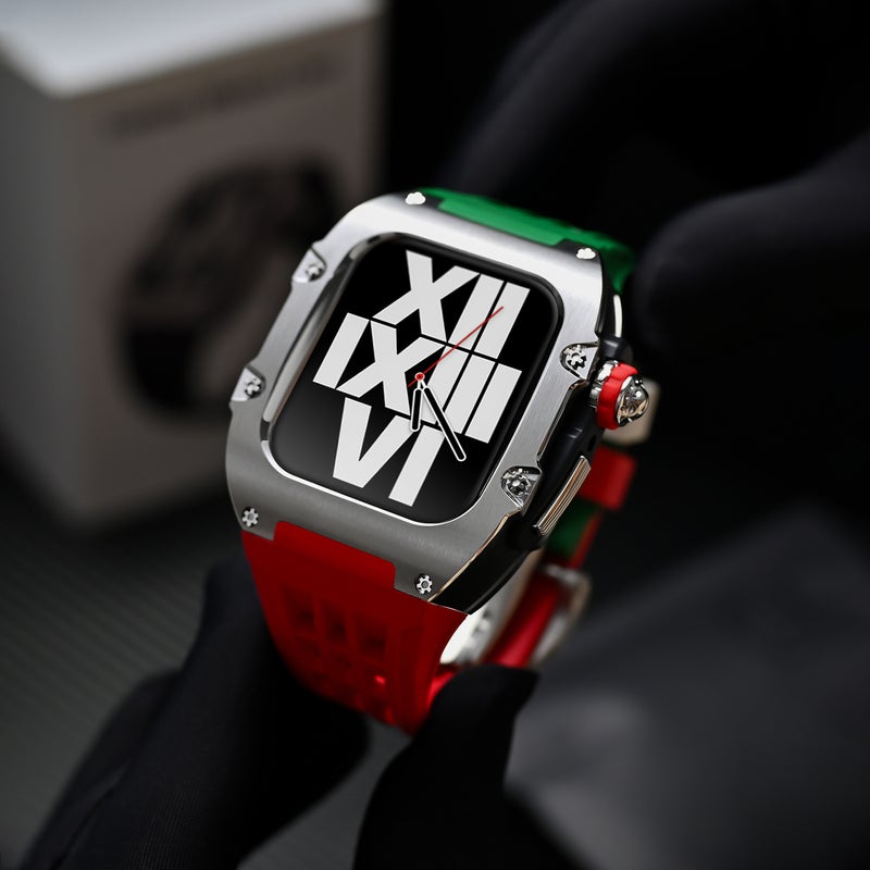 Apple Watch Strap Modified Case Apple Watch Stainless Steel Case Silicone Strap Iwatch Strap 44/45 - Image 4
