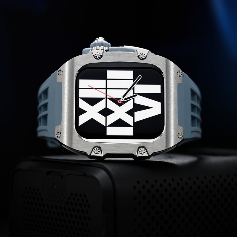 Apple Watch Strap Modified Case Apple Watch Stainless Steel Case Silicone Strap Iwatch Strap 44/45 - Image 5