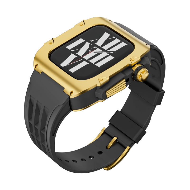 Apple Watch Strap Modified Case Apple Watch Stainless Steel Case Silicone Strap Iwatch Strap 44/45 - Image 1