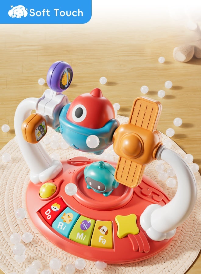 سوفت تاتش لعبة موسيقية للأطفال الصغار، لعبة مضيئة، لوحة مفاتيح موسيقية للأطفال مع رف ألعاب، ألعاب مونتيسوري تعليمية مبكرة للأطفال، لعبة مونتيسوري تنموية للأطفال من عمر 18 شهرًا فما فوق (أحمر) - Image 2