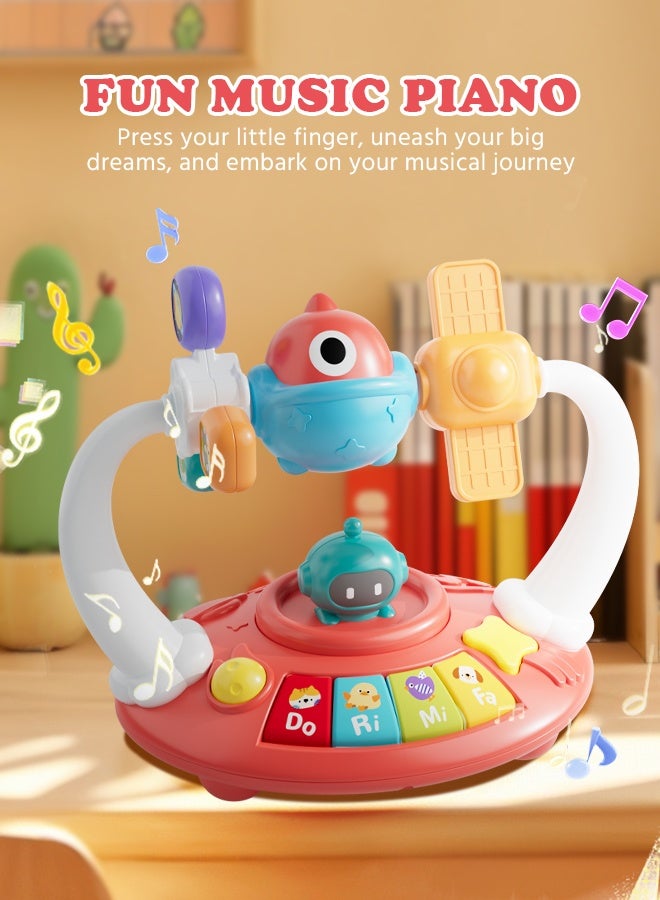 سوفت تاتش لعبة موسيقية للأطفال الصغار، لعبة مضيئة، لوحة مفاتيح موسيقية للأطفال مع رف ألعاب، ألعاب مونتيسوري تعليمية مبكرة للأطفال، لعبة مونتيسوري تنموية للأطفال من عمر 18 شهرًا فما فوق (أحمر) - Image 4