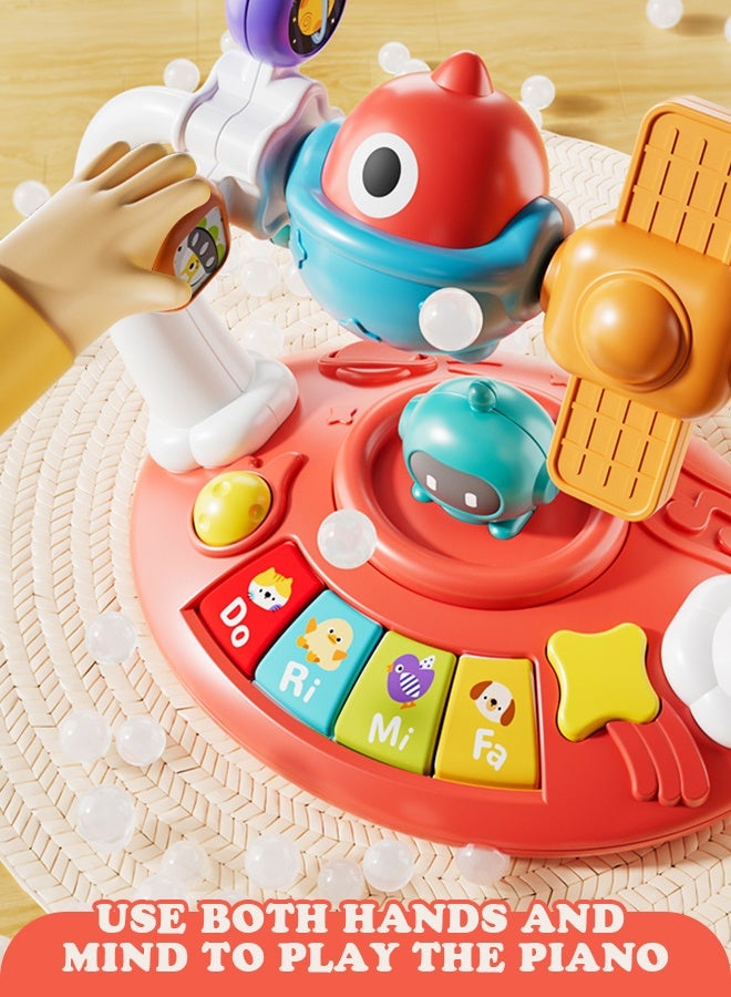 سوفت تاتش لعبة موسيقية للأطفال الصغار، لعبة مضيئة، لوحة مفاتيح موسيقية للأطفال مع رف ألعاب، ألعاب مونتيسوري تعليمية مبكرة للأطفال، لعبة مونتيسوري تنموية للأطفال من عمر 18 شهرًا فما فوق (أحمر) - Image 5