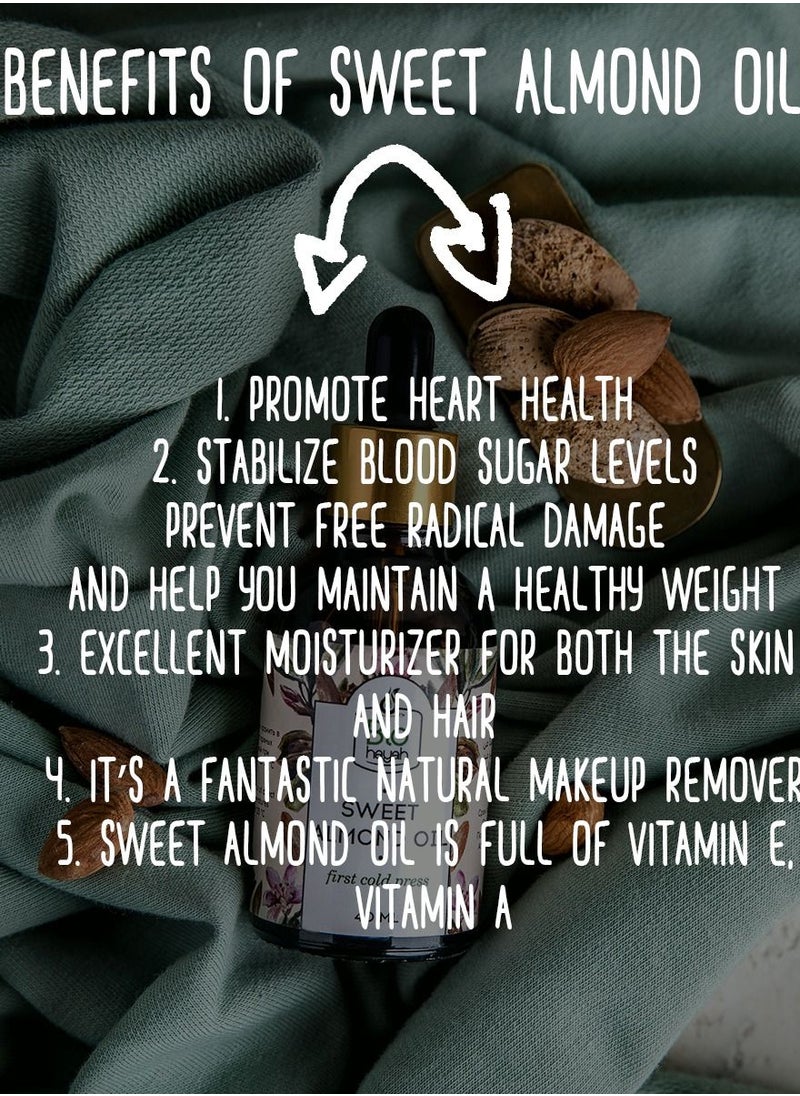 Biohayah - Biohayah, Organic Sweet Almond Oil for Skin and for Hair Scalp , 40ML - Image 1
