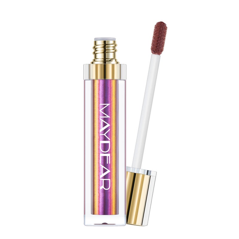 Maydear Chameleon Lipstick, High Pigmented Pink Lipstick for Women Metallic Shine Lip Gloss, Full-Coverage Multichrome Long Lasting Rainbow Lip Makeup, Fuchsia(01) - Image 4