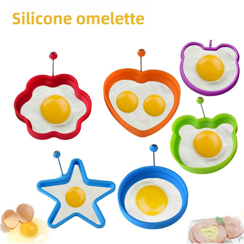 5-Star Heart Round Silicone Egg Mold Random color delivery 