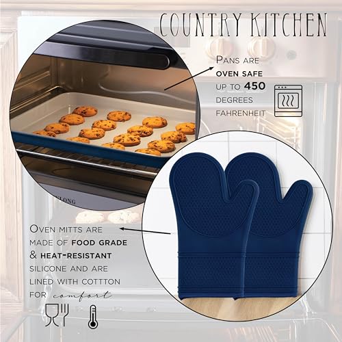 Country Kitchen Nonstick Stackable Bakeware Set - Deluxe Heavy Duty, Durable, Easy Release Baking Set, Denim, 13 Pcs - Image 5