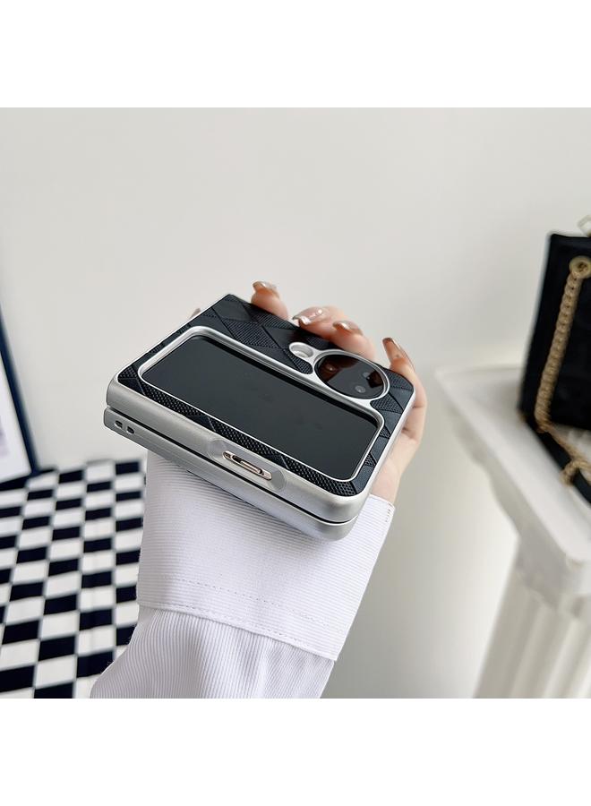 S-TOP Case For OPPO Find N2 Flip Pearlescent Paint Diamond Shaped Checkered Leather Phone Case - Image 5