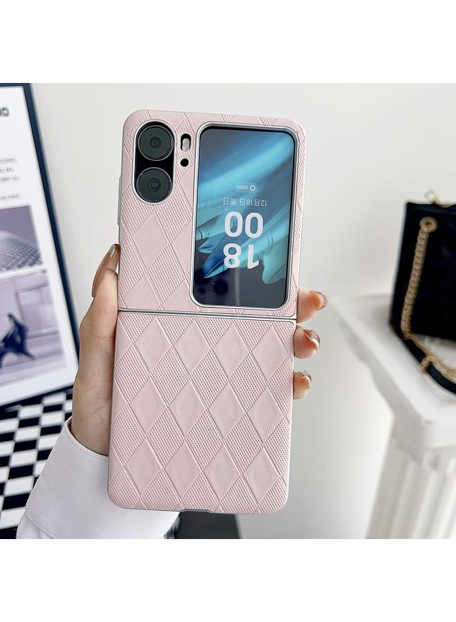 S-TOP Case For OPPO Find N2 Flip Pearlescent Paint Diamond Shaped Checkered Leather Phone Case - Image 2