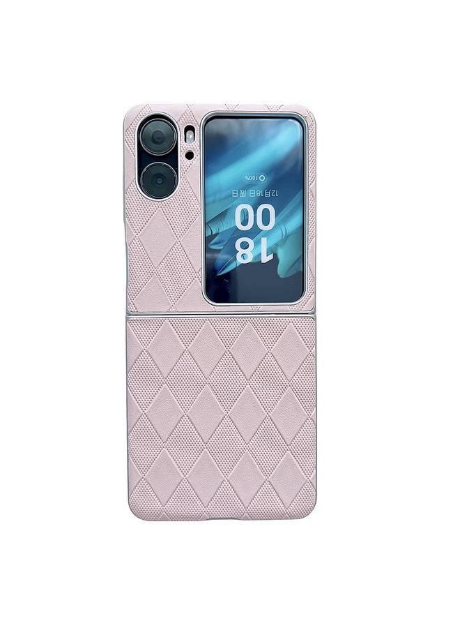 S-TOP Case For OPPO Find N2 Flip Pearlescent Paint Diamond Shaped Checkered Leather Phone Case - Image 1