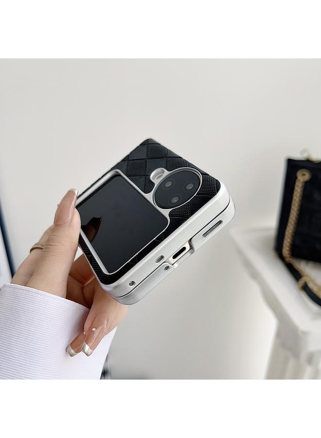 S-TOP Case For OPPO Find N2 Flip Pearlescent Paint Diamond Shaped Checkered Leather Phone Case - Image 4