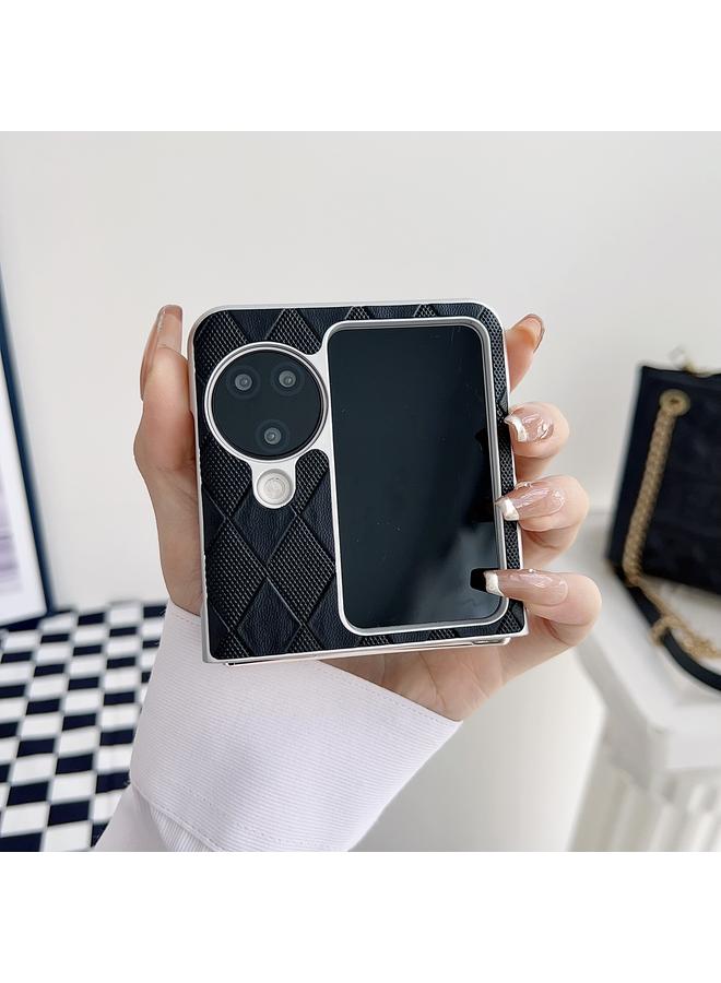 S-TOP Case For OPPO Find N2 Flip Pearlescent Paint Diamond Shaped Checkered Leather Phone Case - Image 3