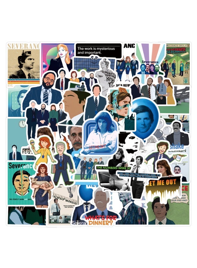 NIBEMINENT 55 Pcs Severance TV Show Deco Kit Waterproof Stickers, High Definition Printing Bright Colors, Suitable for Laptop Skateboard Luggage Water Bottle Guitar DIY - Image 2
