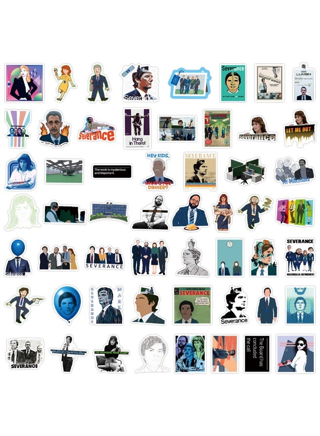 NIBEMINENT 55 Pcs Severance TV Show Deco Kit Waterproof Stickers, High Definition Printing Bright Colors, Suitable for Laptop Skateboard Luggage Water Bottle Guitar DIY - Image 3