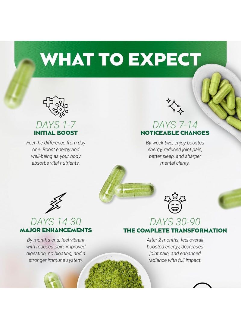 Rosabella Moringa Powder Capsules - Pure Nutrient-Rich Moringa Powder - A Natural Green Antioxidant Superfood - Supports Energy, Skin Health, Gut Health+ - w/Essential Vitamins & Amino Acids A1  - Image 4