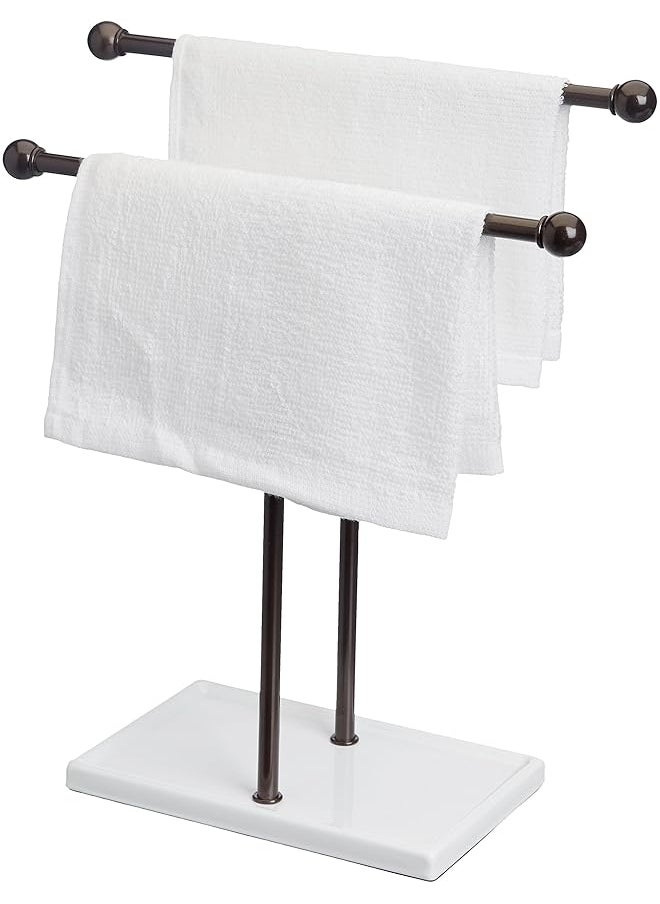 erorex Double T Hand Towel Holder And Accessories Jewelry Stand Bronze White  - Image 4