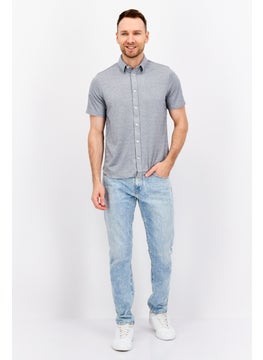 Van Heusen Men Slim Fit Heather Short Sleeves Casual Shirt, Grey  - Image 4