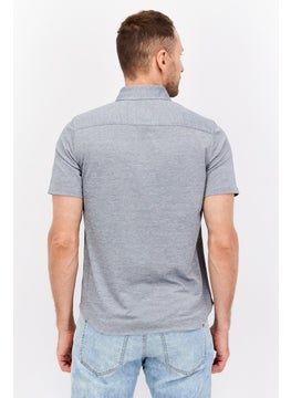 Van Heusen Men Slim Fit Heather Short Sleeves Casual Shirt, Grey  - Image 3