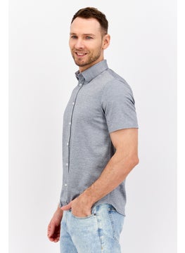 Van Heusen Men Slim Fit Heather Short Sleeves Casual Shirt, Grey  - Image 2