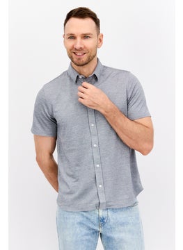 Van Heusen Men Slim Fit Heather Short Sleeves Casual Shirt, Grey  - Image 1