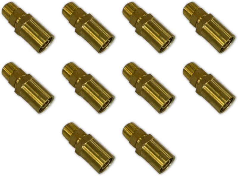 EDGE INDUSTRIAL Brass Reusable Fitting Adapter 1/2" NPTF Male X 1/2" Hose ID X 7/8" Hose OD (Qty 10) - Image 1